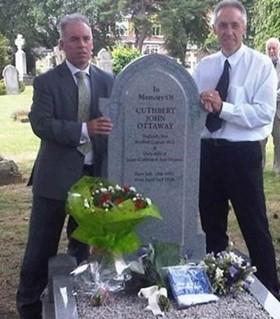 Paul McKay and Mick Southwick standing next to the new memorial